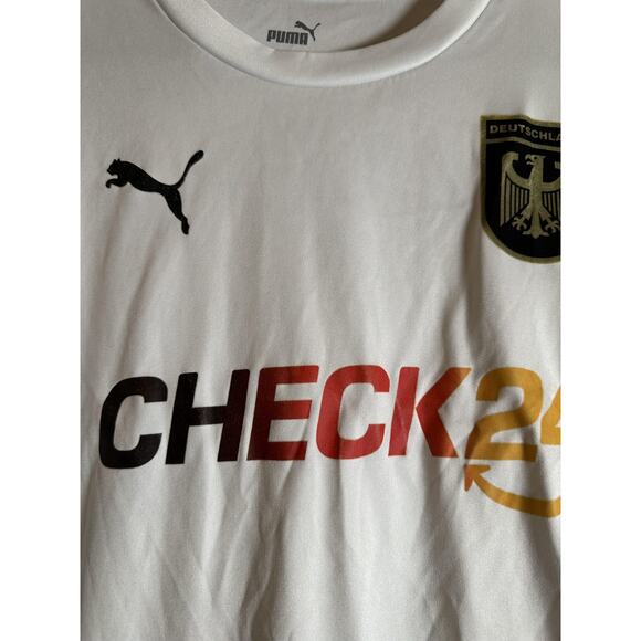 Puma Deutschland Shirt Mens Medium White Check24 Soccer Jersey Germany Crest Tee - Picture 2 of 5